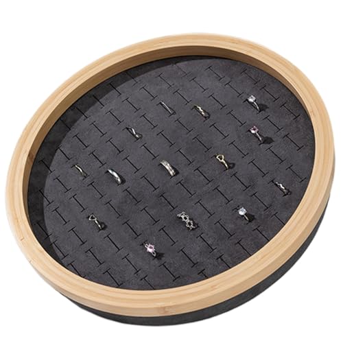 Ring Display Tray - Earring Storage Plate - Velvet Protection & Jewelry Display - Stackable Jewelry Organizer Trays for Collectibles & Gems,Gray,Round 88 Slots - color: Gray, size: Round 88 slots