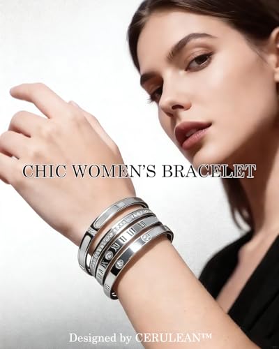 CERULEAN 5-Piece Elegant Stainless Steel Bracelet Set, Fashionable Classic Design, Stainless Steel 5 Piece Bracelet Set, Non Tarnish Bangle, Elegant Bracelets Sets for Everyday and Formal Wear - color: Gold