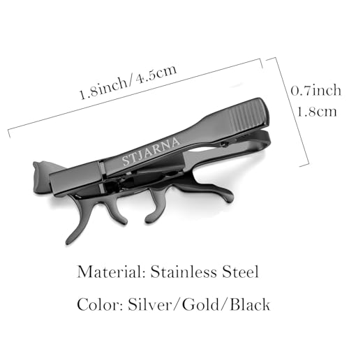 STJARNA Cat Tie Clip Stainless Steel Tie Bar Personalized Unique Gift for Men - style: Mysterious Black Cat Clip