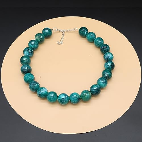 JNF Chunky Beaded Necklaces Women Large Big Ball Bead Choker Necklace Bold Statement Beads jewelry Gift - color: gemstone neckalce Emerald
