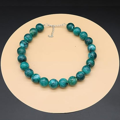 JNF Chunky Beaded Necklaces Women Large Big Ball Bead Choker Necklace Bold Statement Beads jewelry Gift - color: gemstone neckalce Emerald