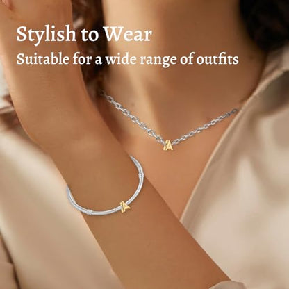 S925 A-Z Bead Charms,Initial Letter Alphabet, 14K Gold Plated, for Bracelet Necklace, Gift for Mothers Nurses Day Graduation Birthday Anniversary, for Girlfriend Family Friend, for Pandora - style: A Letter