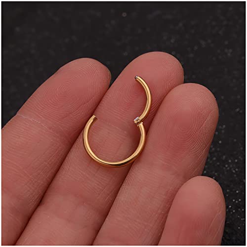 Unisex Dainty Tiny 18k Real Gold Plating Cartilage Huggie Hoop Earrings, 16G Surgical Steel Small Endless Hinged Hoops Earring for Earlobe Cartilage Helix Rook Daith Conch Nose Lip Body Piercing Jewelry - color: Gold 6/8/10mm
