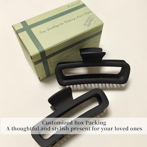 Hair Claw Clips 5 Inch Unbreakable Black XL Large Square Rectangle Clip Clamp for Thick Curly Long Hair Women - 2 Pack - color: E 5 inch