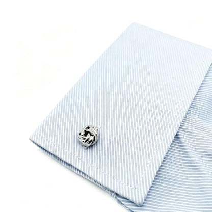Knot Cufflinks in Gift Box Cuff Links for Men Lady Daily Wear Shirt | Men's Women Cufflink Set Jewelry for Wedding Party Prom Office Formal or Casual Business Tuxedo Dress, Easy to Put on - style: Silver Tone Knot