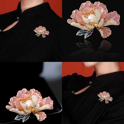 SYWDUDUCLT Fashion Elegant Brooches for Women Brooch, Suitable For Party And Daily Wear On Many Occasions - style: Peony-Pink