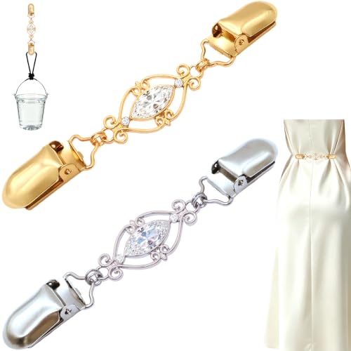 2 PCS Waist Cincher Clips Dress Clips Back Cinch for Shawl Cardigan Sweater Clothes Shirt Tightener Clip(Silvery Golden) - color: Color R1