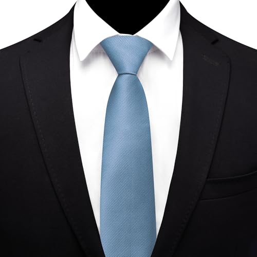 GUSLESON 3.15"（8cm） Mens Pre-tied Adjustable Zipper Tie Solid Necktie for Business and Wedding - color: Dusty Blue