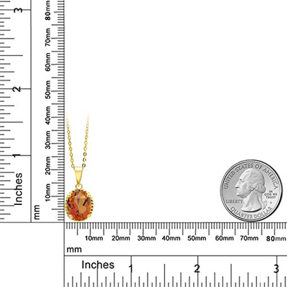 Gem Stone King 11X9MM Oval Gemstone Birthstone Pendant Necklace | 925 Sterling Silver | Solitaire Necklace For Women | With 18 Inch Chain | Fine Jewelry Gifts for Mom Women Wife Her - color: Twilight Orange Mystic Quartz
