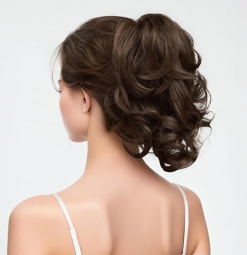 11'' Curly Claw Clip On Ponytail Heat Resistant Hair Extensions Synthetic Long Pony Tail Hairpiece For Women Daily Party - color: Chocolate Brown