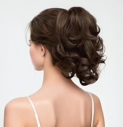 11'' Curly Claw Clip On Ponytail Heat Resistant Hair Extensions Synthetic Long Pony Tail Hairpiece For Women Daily Party - color: Chocolate Brown