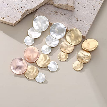 FANZE 2-3 Pairs Clip on Earrings Drop Earrings Set,Big Matte Gold Earrings Statement Earrings Jewelry Gift for Women - color: Set-7