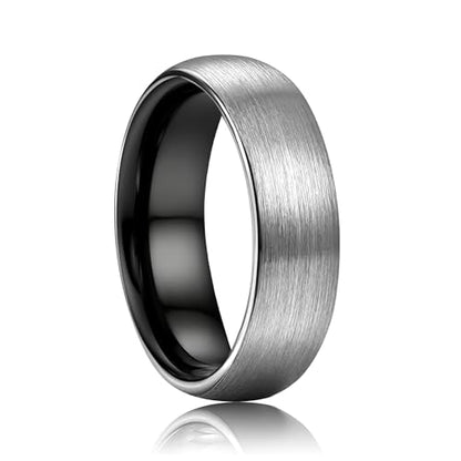 ORAZIO Stainless Steel Wedding Rings for Men Women 6mm 8mm Mens Wedding Band Sliver/Black/Gold Plated Brushed Matte Finish Surface High Polish Edge Mens Rings Engagement Promise Ring Comfort Fit 6-14 - color: Grey-6MM