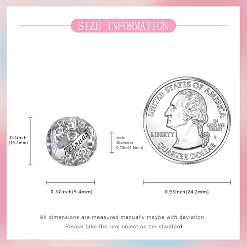 S925 Sterling Silver Twelve Months Birthstone Charms for Pandora Bracelets | Su-Carata 12 Months Birthstone Bead Charms with Colorful Cubic Zircona fit Necklaces Gifts For Birthday Mother's Day Women