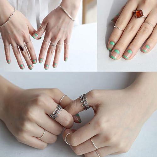1.2mm Thin Knuckle Rings for Women 925 Sterling Silver Midi Stacking Pinky Thumb Ring Band Size 2.5-8.5 - color: Style 1, size: 4PCS: SIZE 6, 6.75, 7.75, 8.5
