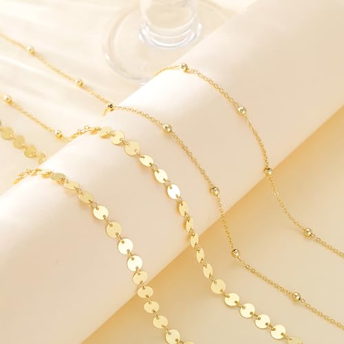 CHESKY Waist Beads for Women, 14k Gold Plated Waist Chain Gold Chain Belt for Womens Simple Body Chain Jewelry Belly Chain Beach Accessories Dainty Gold Jewelry for Women Gifts Rave Outfits for Womens - style: bead belly chain-gold