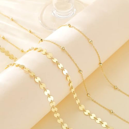 CHESKY Waist Beads for Women, 14k Gold Plated Waist Chain Gold Chain Belt for Womens Simple Body Chain Jewelry Belly Chain Beach Accessories Dainty Gold Jewelry for Women Gifts Rave Outfits for Womens - style: bead belly chain-gold