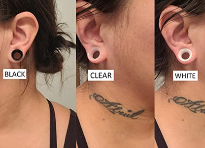 Cisyozi 10G-50mm Thin Silicone Gauges for Ear Flexible Double Flare Gauges Tunnels Expander Stretching Gauge Earlets Plugs Gauges Kit Earlets Retainer Same Sizes 3 Colors - style: 00G=10mm
