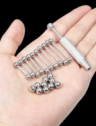 Surgical Stainless Steel Tongue Rings/tongue Piercing Jewelry Set for Women Men, Hypoallergenic Body Jewelry, Silver, 14G 12/14/16/19/22mm, 11Pcs Pack Daily Party Wear