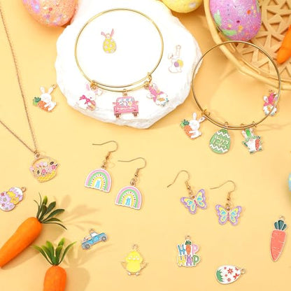 MARFOREVER 40 Pcs/20 Pairs Easter Charms for Jewelry Making Spring Charms | Assorted Easter Egg Bunny Rabbit Enamel Charm Pendants, Bracelet Necklace Earrings Making, Easter DIY Craft Accessories - style: Easter