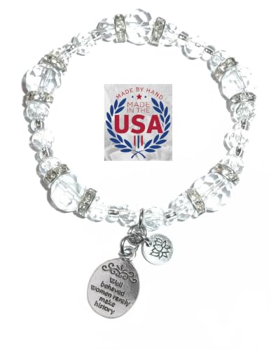 Hidden Hollow Beads Women's Crystal Stretch Charm Bracelet Handmade USA Inspirational Friendship Gift Jewelry for Her - style: Well Behaved Women Rarely Make History