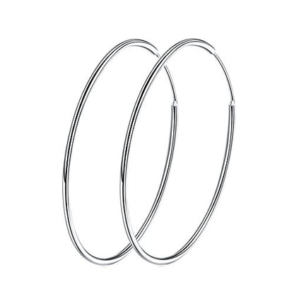 Chic 925 Sterling Silver Big Hoop Earrings Minimalist Round Circle Endless Large Huggie Hoops Statement Earrings 50/60/70/90mm Hypoallergenic Fashion Jewelry Gifts for Women Girls - style: 80mm