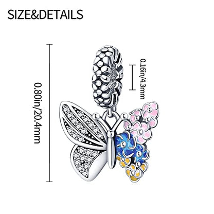 Pandach 925 Sterling Silver Charms Beads for Bracelets and Necklaces Butterfly and Headphones Pendants Clover Charms Jewelry Gift for Women - style: Butterfly Charm