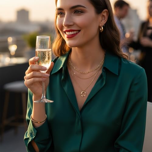 2 PCS Layered Necklaces for Women, Gold & Silver Multi Layered Necklaces with Pendant, Stacked Necklace Elegant Multilayer Adjustable Layering Chain