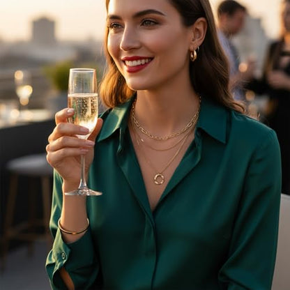 2 PCS Layered Necklaces for Women, Gold & Silver Multi Layered Necklaces with Pendant, Stacked Necklace Elegant Multilayer Adjustable Layering Chain