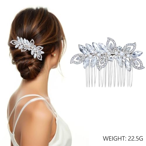 3 Pieces Bridal Hair Side Combs, Crystal Hair Combs, Bridal Bridesmaid Rhinestone Hair Accessories Party Headpieces（Silver）