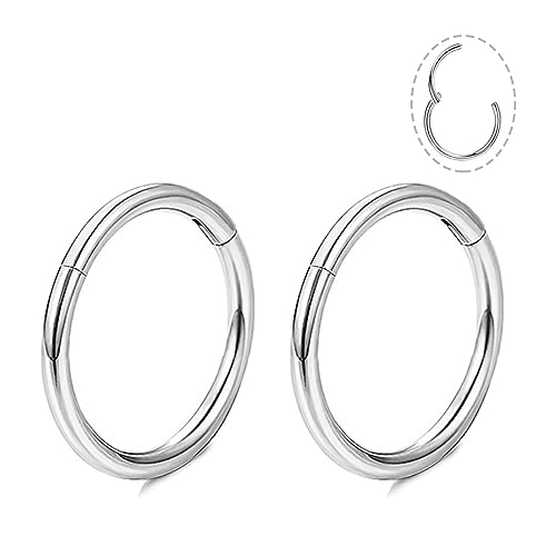 Small Gold Hoop Earrings, Lightweight 14K Gold Plated Huggie Hoop Earrings for Cartilage Helix Tragus, Hypoallergenic Earrings for Women Men, Tiny Thin Hoops Surgical Steel Endless Hoops Earrings 6-10 mm - color: 10mm Hoop Silver-18g