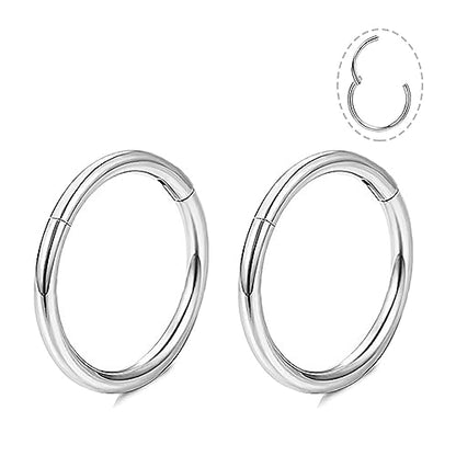 Small Gold Hoop Earrings, Lightweight 14K Gold Plated Huggie Hoop Earrings for Cartilage Helix Tragus, Hypoallergenic Earrings for Women Men, Tiny Thin Hoops Surgical Steel Endless Hoops Earrings 6-10 mm - color: 7mm Hoop Silver-18g