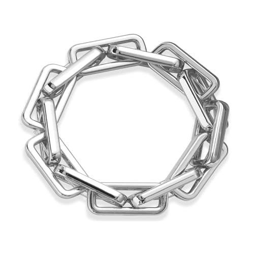 Chunky Gold Bracelet for Women Non Tarnish, Trendy Stretch Cuban Link Chain Plated Gold Bangle Bracelets - color: Paperclip-Silver