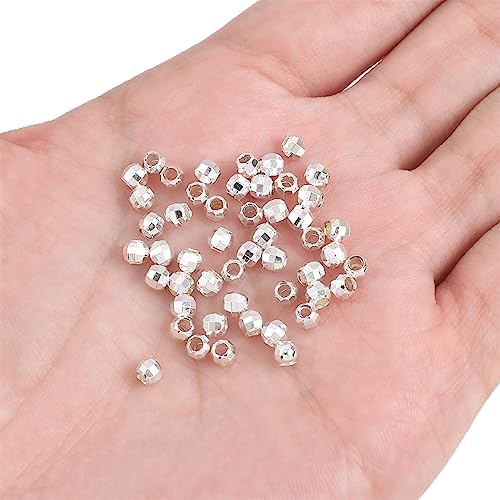 Silver Plated Laser Round Spacer Beads 4x4mm 50pcs for Jewelry Making Findings Non Tarnish - color: Silver, size: 4mm Laser