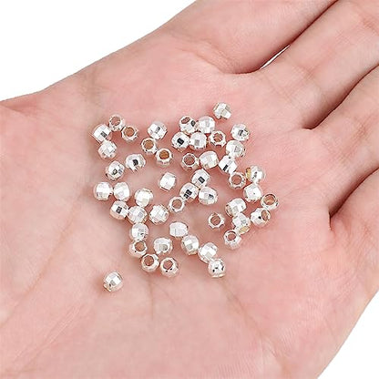 Silver Plated Laser Round Spacer Beads 4x4mm 50pcs for Jewelry Making Findings Non Tarnish - color: Silver, size: 4mm Laser