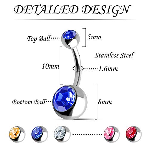 OMAIGAR Belly Rings for Women, Surgical Stainless Steel Belly Button Rings, Ideal Gift with Cute Package