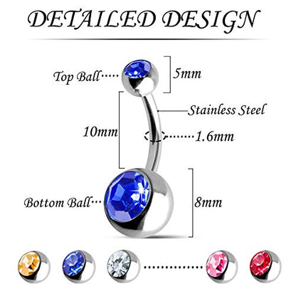 OMAIGAR Belly Rings for Women, Surgical Stainless Steel Belly Button Rings, Ideal Gift with Cute Package