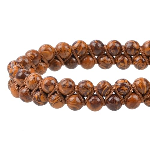 MASSIVE BEADS Double Layer Natural Chakra Healing Power Crystals Macrame Bracelet Yoga Stone Beads Gemstone Meditation Relax Anxiety Bangle for Unisex Women Men - color: Tiger Skin Stone, size: 4mm