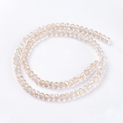 1110pcs Faceted Rondelle Glass Seed Beads 3x2mm Mini Crystal Loose Spacer Beads for DIY Friendship Bracelet Necklace Beading Craft Jewelry Making Ornament, Pale Goldenrod - color: Pale Goldenrod