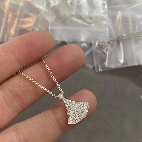 925 Sterling Silver Necklace for Women Trendy, Charming Layered Necklace with Cubic Zirconia Pendant for Her Womens Dainty Diamond Choker Necklaces Holiday Jewelry Gifts for Mom Wife Daughter Lover - color: Dress Pendant Necklace-White01