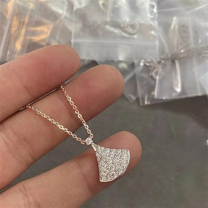 925 Sterling Silver Necklace for Women Trendy, Charming Layered Necklace with Cubic Zirconia Pendant for Her Womens Dainty Diamond Choker Necklaces Holiday Jewelry Gifts for Mom Wife Daughter Lover - color: Dress Pendant Necklace-White01