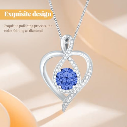 925 Sterling Silver Infinity Heart Necklace for Women, Rhodium Plated Cubic Zirconia Pendant Gift for Girlfriend Wife Mom - Anniversary Valentine's Day Birthday Present with Elegant Gift Box - color: Silver-09-Sep