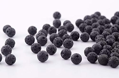 Natural Stone Beads 100pcs 6mm Black Lava Round Genuine Stone Beading Loose Gemstone Hole 1mm DIY Beads for Essential Oil Yoga Bracelet Necklace Earrings Jewelry Making (Black Lava Stone Beads,6mm) - color: Black Lava Stone Beads, size: 6mm