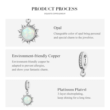 Celestial Bead Charms for Bracelets, Star Moon Dreamcatcher Dangle Charms, Silver Tone Copper, Glass Resin CZ Accents, Charm Beads for Women Jewelry Making, Gift Box Included - color: Blue Opal Sun Dangle Charm
