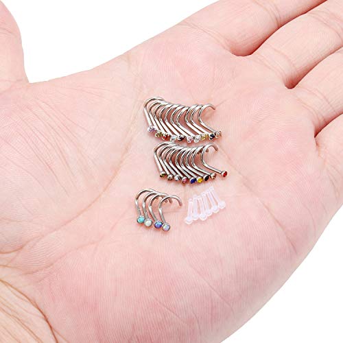 10-30PCS 18G Surgical Steel Mix Color Diamond CZ Nose Stud Rings Screw Piercing Jewelry 1.5mm 2mm 2.5mm 3mm - style: 30PCS - 2mm