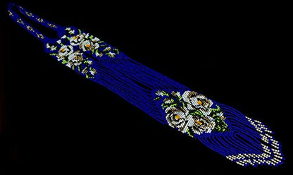 Handmade Native American Style Tribal ethnic Seed Bead Beaded Layered Medallion Necklace 4 - color: Blue