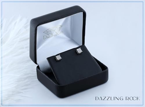 Dazzlingrock Natural Round White Diamond Square Shaped Unisex Stud Earrings | 0.06 Ctw | 925 Sterling Silver - color: Black Plated 925 Sterling Silver, size: Screw Back