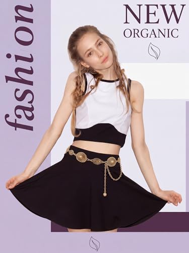 Liliaafar 6 Pcs Gold Silver Waist Chain Belt for Women Multi Layer Sun Metal Adjustable Body Belly Chain for Jean Dress - color: Golden