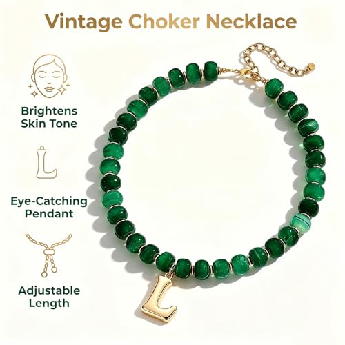 Initial Beaded Necklaces for Women,14K Gold Plated Bubble Letter Pendant Jewelry Gifts - color: acrylic neccklace-l