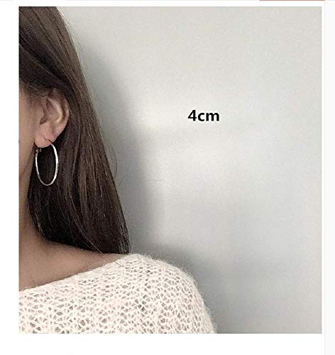 Clip On Big Extra Large Fake Round Hoop Earrings for Women Non Pierced No Piercing Ear Fashion Simple Circle Huggie Hoops Jewelry Gifts - style: 40mm Silver